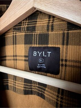 BYLT Plaid Shirt Jacket in Mustard and Black